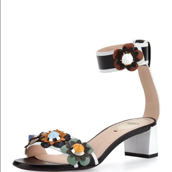 Gorgeous✨FENDI 🌼Flowerland 🌼Colorblock Leather Sandals - Picture 2 of 11